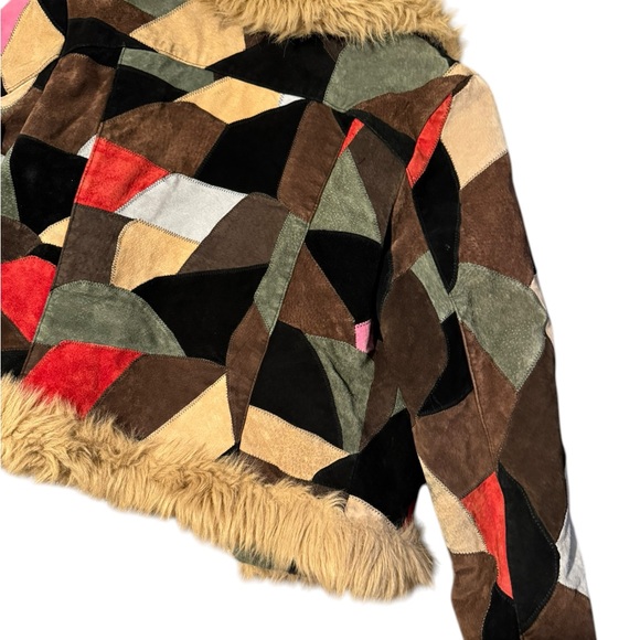 Vintage Leather Fur Colorblock Xhilaration Jacket size XL *Runs Small - Picture 7 of 15